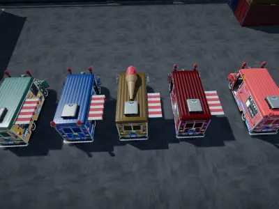 IceCream Truck unity asset Low-poly 3D model