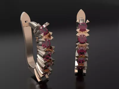 Earrings with gems 3D print model purchase