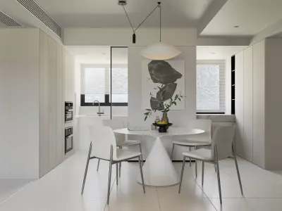 Modern living room dining room interior scenes  3D model