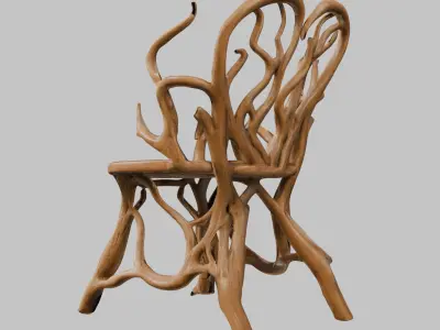 Stylized Root Chair 3D Model Low-poly 3D model