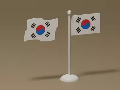 Cartoon Korean Flag 3D model