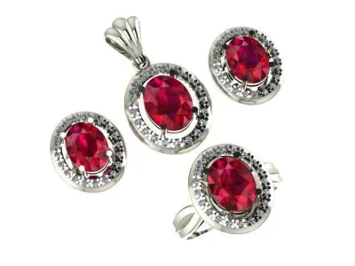 pendant set  ruby and daimond 3D print model