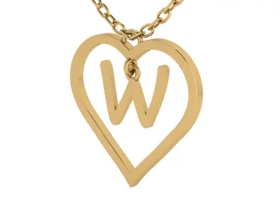 Jewelry Heart Alphabet Pendant W 3D print model