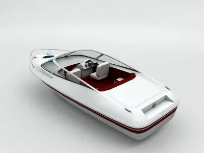 Sport Ski Motor Boat Lowest Detail Low-poly 3D model
