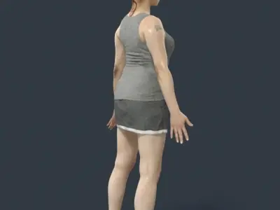 Animated Sports Woman in a skirt and tanktop - A-pose - Yearn Low-poly 3D model