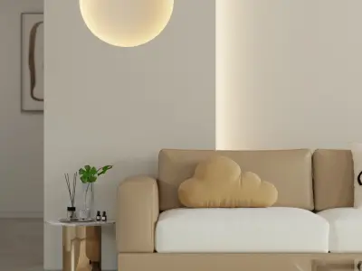 Mid Century interior scene 3D model 3D model