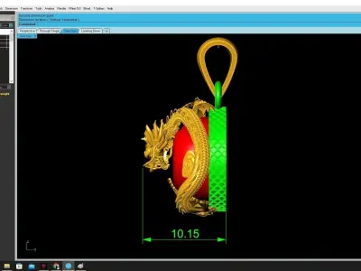 Luxury Dragon Red Gemstone Pendant 3337  3D print model