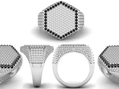 Hexagonal Shape Champions Diamond Ring 3D print model 3D print model