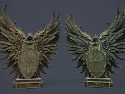 Dark Guardian Angel Statue PBR v2 Low-poly 3D model