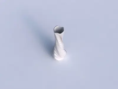 Vase twisted larger opening hexagon with wavy extruded lines 2 3D print model