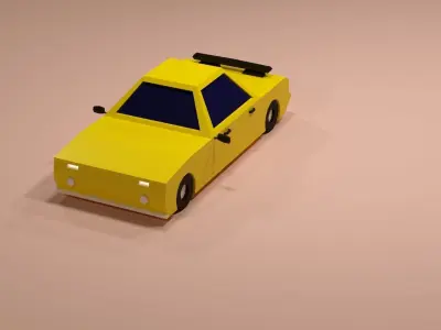 Cartoon Low Poly  Crossover Yellow Car Low-poly 3D model Low-poly 3D model