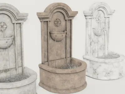 Wall Fountain THREE in ONE plus BONUS Low-poly 3D model