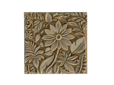 mural flowers decor set wall panel 04  3D model