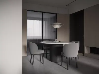 Modern living room dining room interior scenes 459 3D model