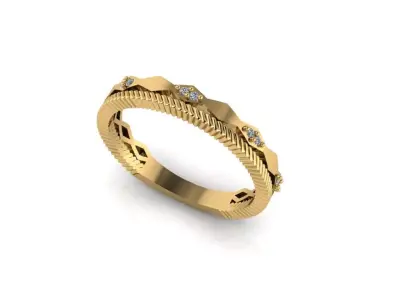 3D Ring gold with diamonds 3D model
