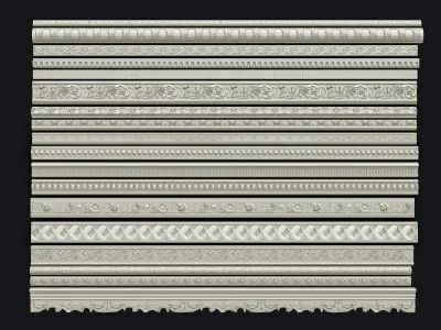 Classic carvings moldings and gypsum cornice 11 3D model
