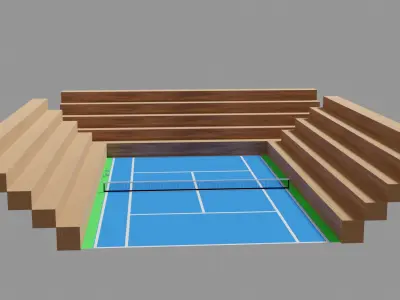 TENNIS COURT 3D MODEL with Tennis Ball 3D model