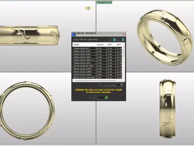 Elegant Crescent Moon Engraved Ring File Item 3 Free 3D print model
