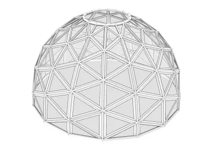 Triangulated Wireframe Dome with Frames and Glass Panels 3D model