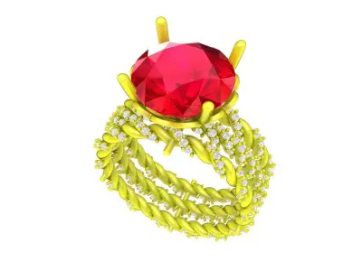 A7717 Diamond Women Twist Ring 3D Model 3D print model