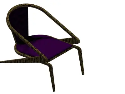 wooden designer chair with fabric cushion 3D print model