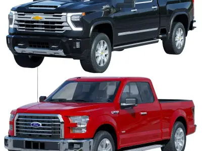 Collection of two  pick-ups  3D Model Pack