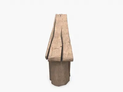 Old Wooden Bench Low-poly PBR Low-poly 3D model