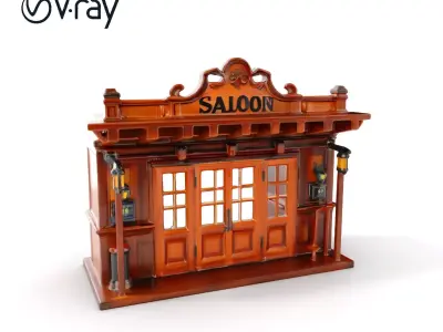 Western Saloon Facade Model Pack  D Architectural Design Low-poly 3D model