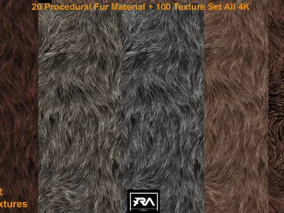 20 Procedural Fur Material Tileable 100 Texture Set  500 Texture Texture