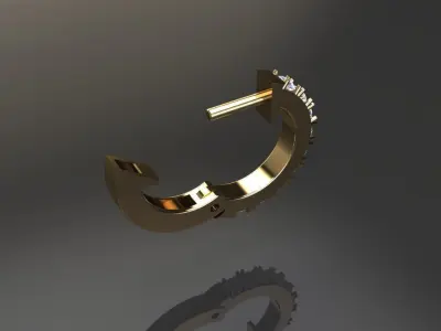 Mid Size Diamond Hoop Earring 2MM 3D print model