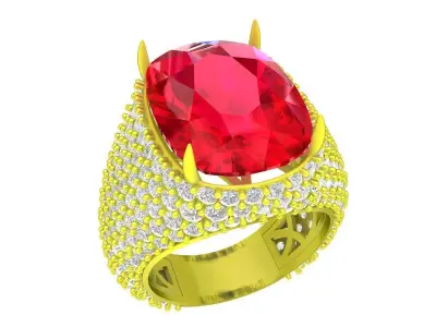 7524 Luxury Korean Style Cushion Diamond Men Ring 3D print model