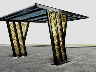 TRIPLE L TYPE MODERN SOLAR CARPORT TYPE-12 3D model