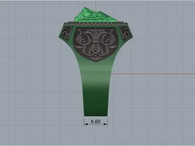 male ring with wolf head 3D print model
