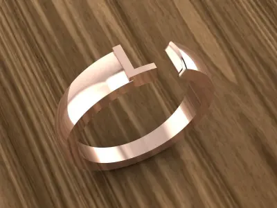 Alphabet Ring L 3D print model