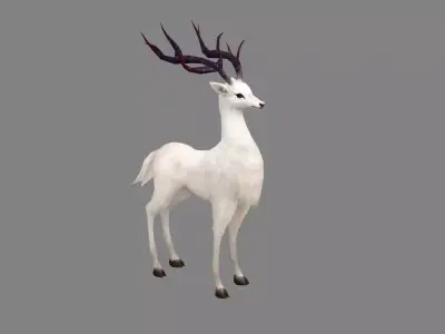 Cartoon White Deer Low-poly 3D model