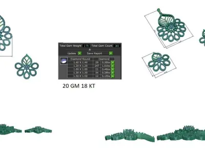Pendant Earrings combo - 0073 3D print model