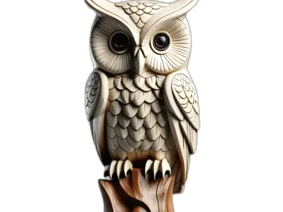 Stylized Owl Decorative Sculpture Figure Low-poly 3D model