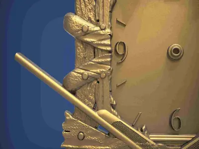 Carved clock for 3D printing and CNC 3D print model 7