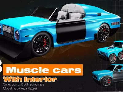 3 Muscle car Low-poly 3D model