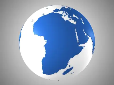 Solid Color Darker Blue White Globe 3D model