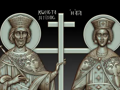 Orthodox icon of Saints Constantine and Helen 3D model