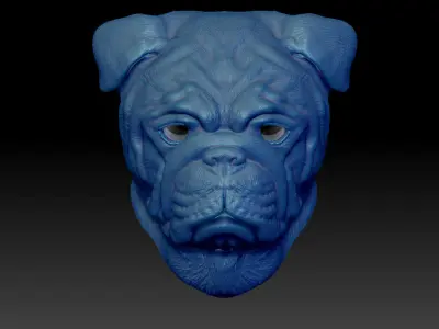 English Bulldog Head Portrait -3D Print Model High-Polygon 3D print model