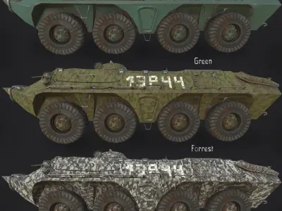 Russian Military Vehicles BTR70 Low-poly 3D model