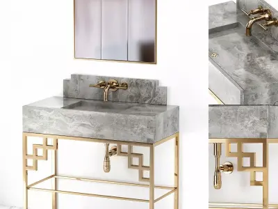 Art Deco Bathroom Mirror Luxury Low-poly 3D model