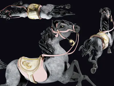 Carousel Horse Sculpture model grey 3D model