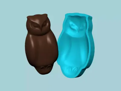 Halloween Molding A06 Owl - Chocolate Silicone Mold 3D print model
