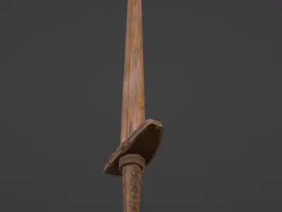 Decorated Wooden Sword Free low-poly 3D model