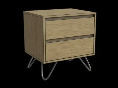 Light Walnut Effect Black Bedside Table Low-poly 3D model