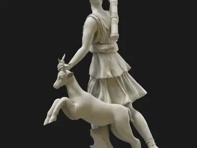 Diana 3D model statue of woman with goat 3D model