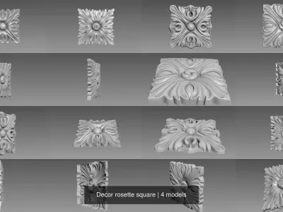 Decor rosette square 3D Model Collection
